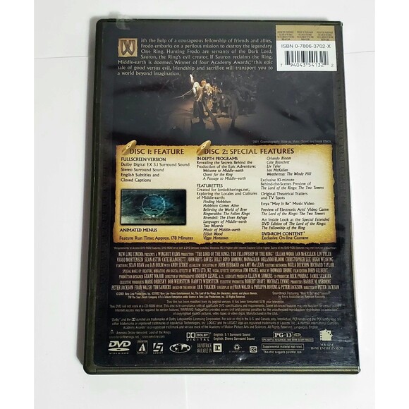 The Lord of the Rings: The Fellowship of the Ring (DVD, 2001 Widescreen)Tested - Picture 6 of 7